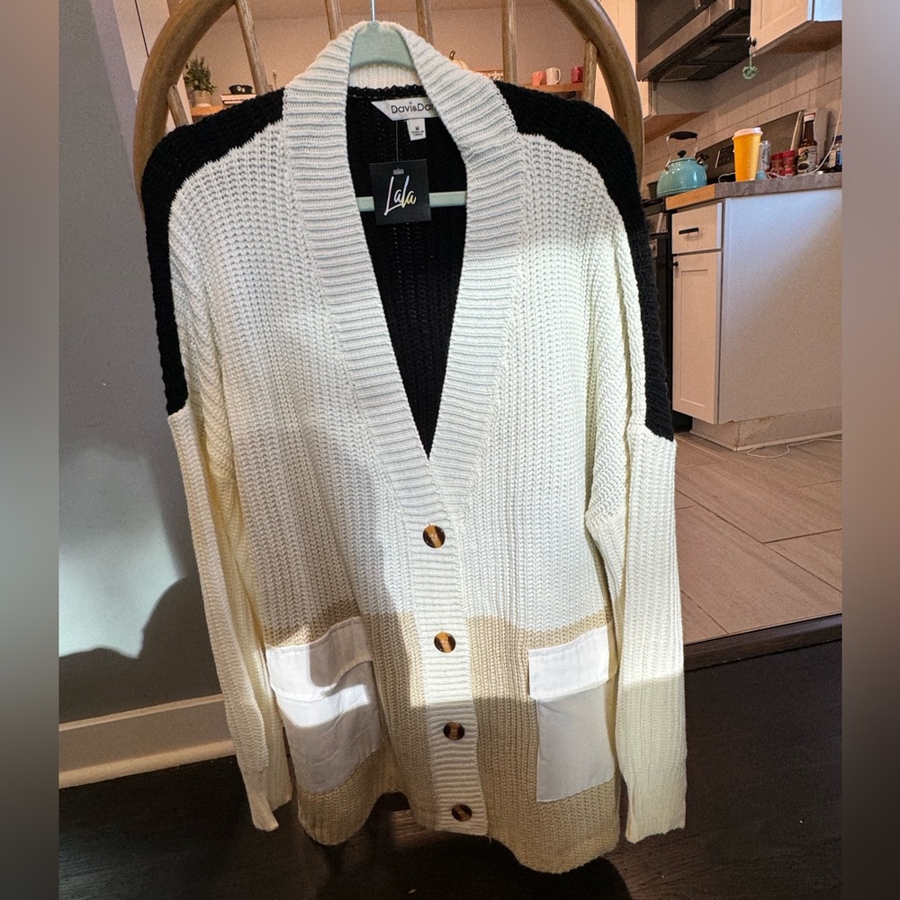 White and black classy cardigan